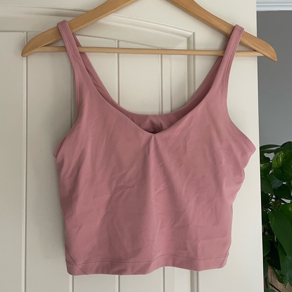 lululemon Women’s Align Pink Tank Top Crop Built In Bra Support